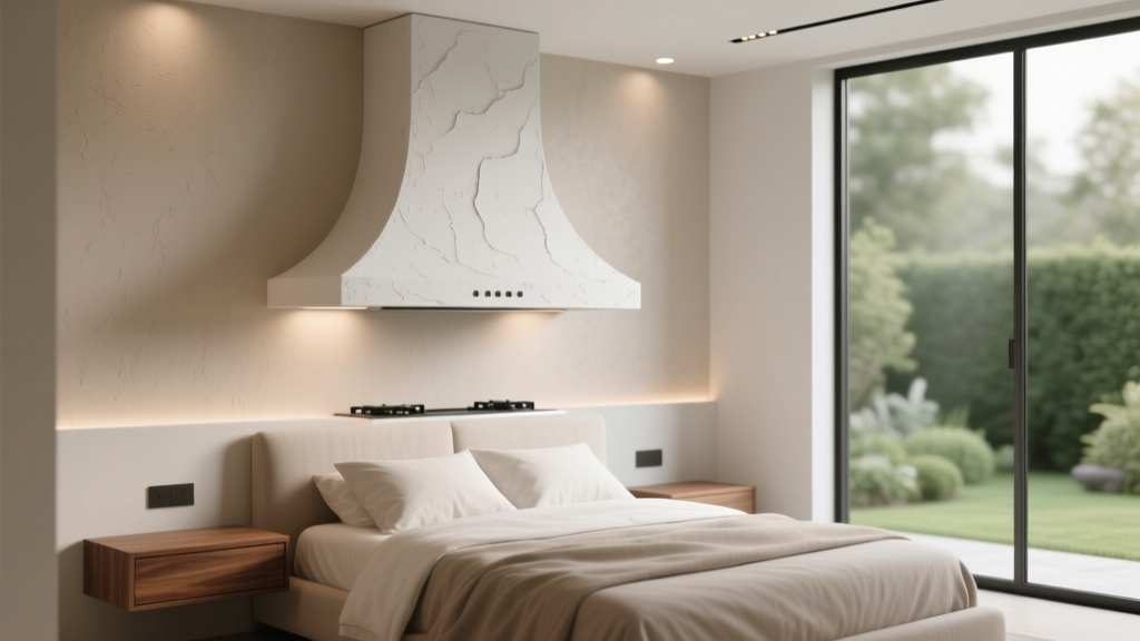 Bedroom Plaster Range Hood Inspired Headboard - The Decor Mag