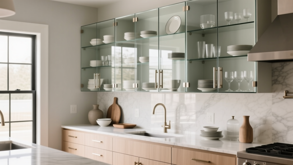 Kitchen Glass Front Cabinet Styling - The Decor Mag