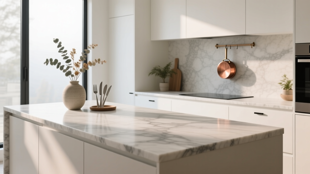 Kitchen Honed Marble Countertop Beauty - The Decor Mag