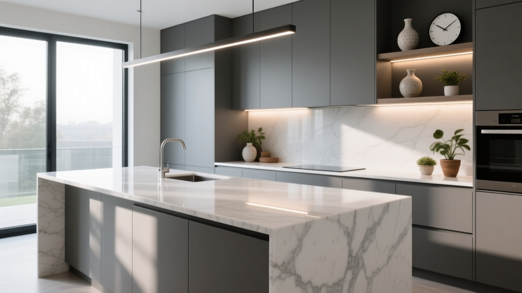 Kitchen Waterfall Island Design Ideas - The Decor Mag