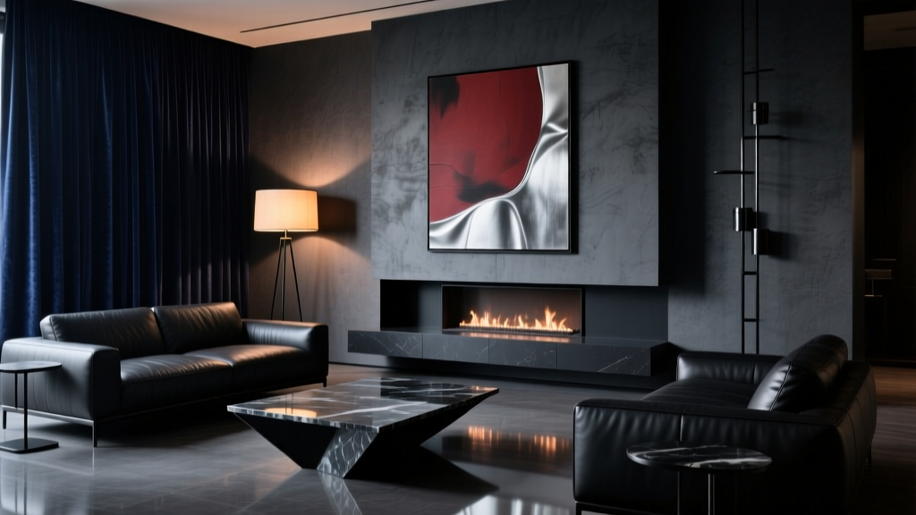 Living Room Dramatic Dark Moody Design - The Decor Mag