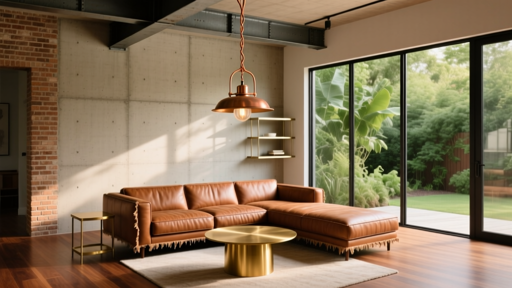 Living Room Warm Industrial Design - The Decor Mag