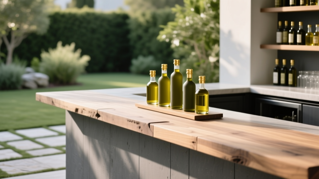 Best Outdoor Bar Olive Oil Display - The Decor Mag