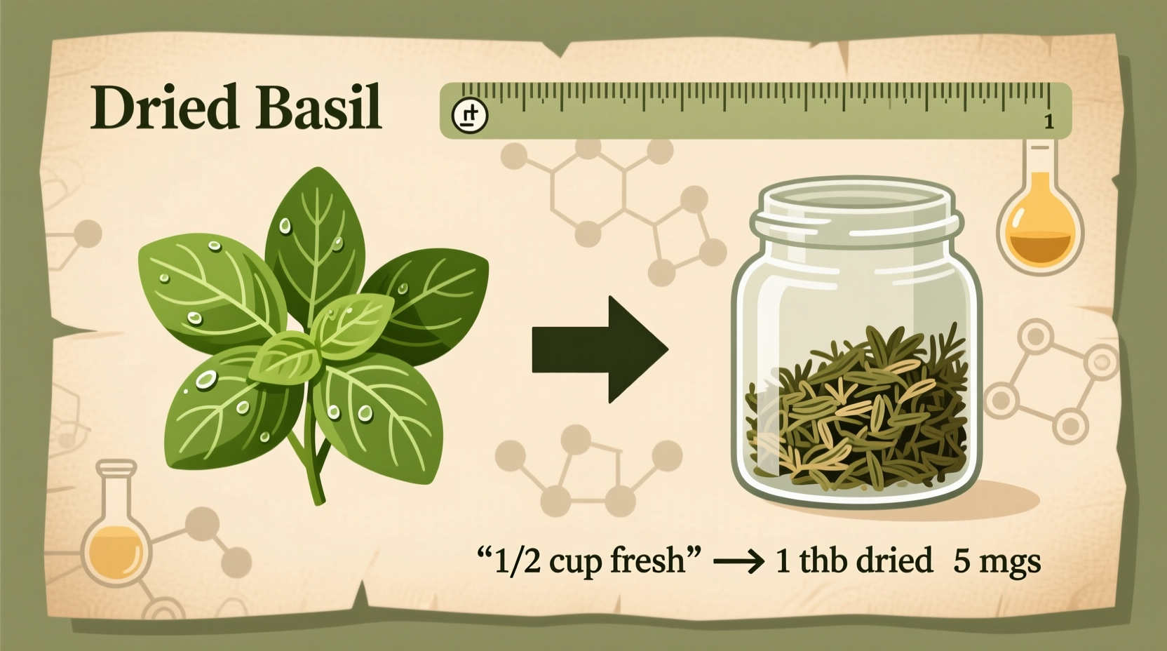 How Much Dried Basil Equals 1/2 Cup Fresh Basil?