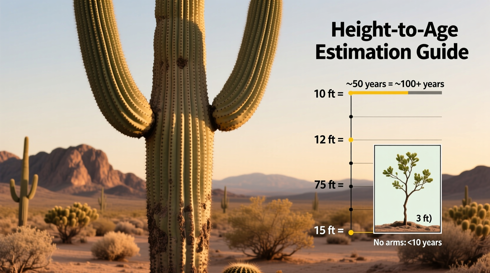 How to Estimate a Saguaro Cactus's Age by Height & Arms