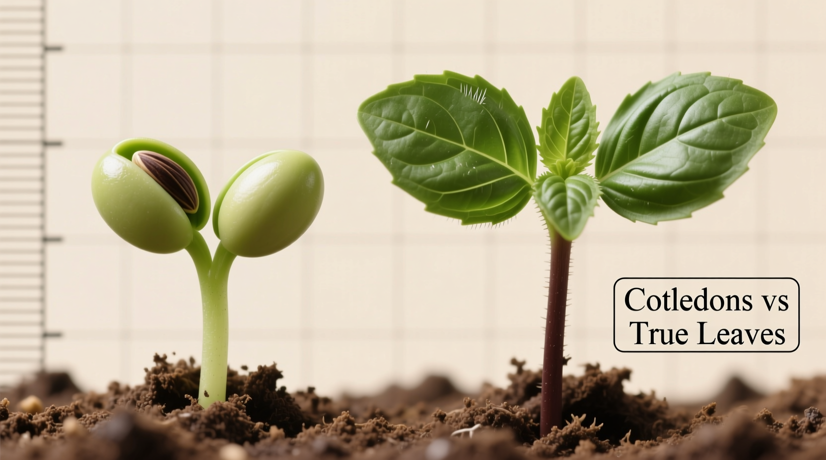 Basil Seedlings: Cotyledons vs True Leaves