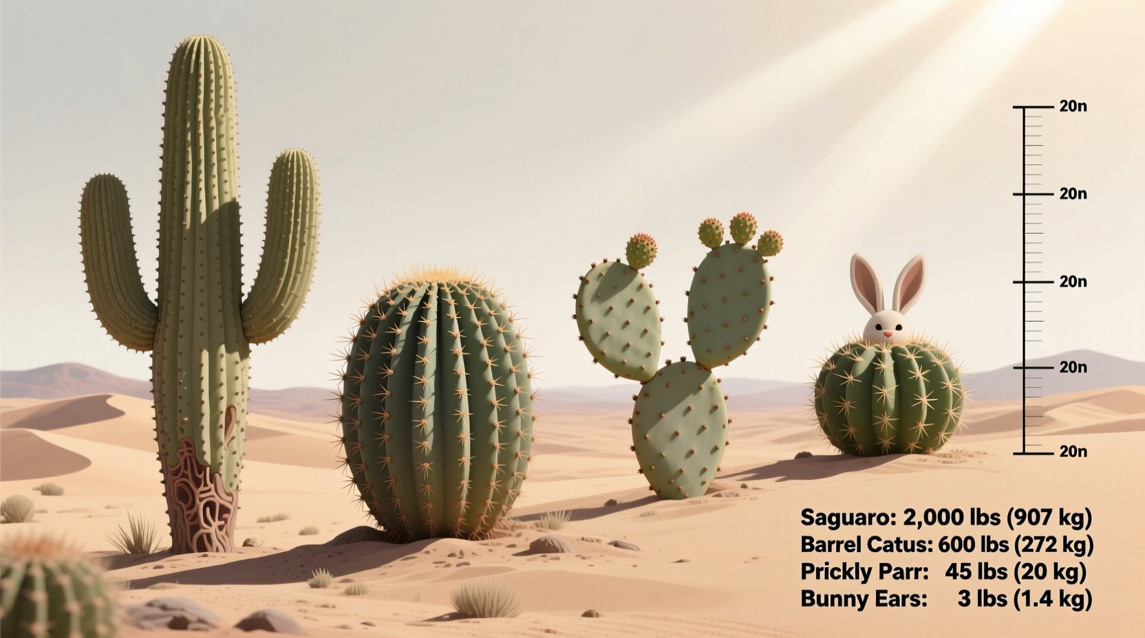 How Much Does a Cactus Weigh? Real Data by Species