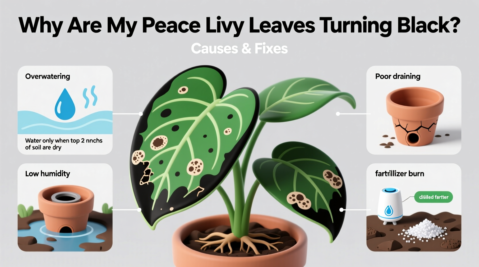 Why Are My Peace Lily Leaves Turning Black? Causes & Fixes