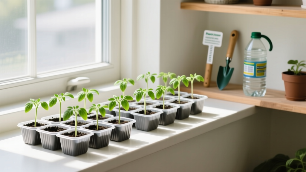 When to plant tomato seeds indoors under $20: The exact 4-week window (backwards from last frost) + how I grew 24 healthy seedlings for $17.83 using only dollar-store supplies and natural light — no heat mats or grow lights required.