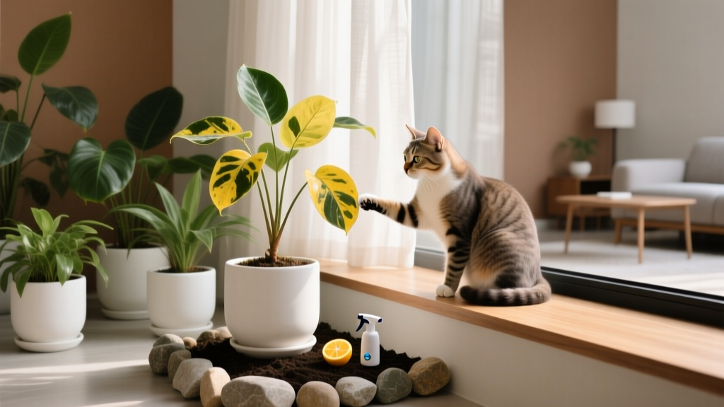 How to Keep Cats Off Indoor Plants with Yellow Leaves: 7 Vet-Approved, Plant-Safe Tactics That Fix Both the Chewing *and* the Yellowing — No More Guesswork or Guilt