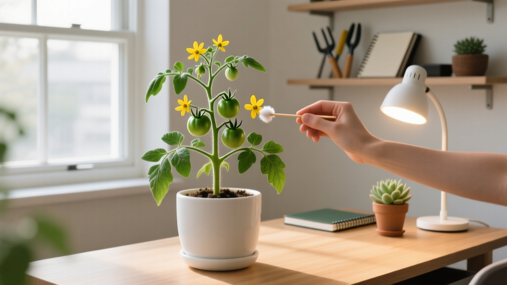 How Do You Pollinate Indoor Tomato Plants in Low Light? The 5-Minute Daily Routine That Boosts Fruit Set by 73% (Even Under LED Desk Lamps & North-Facing Windows)