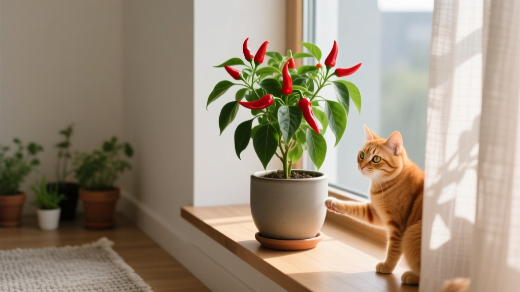 Chilli Plants Indoors & Cats: The Truth About Toxicity + A 7-Step Safe-Care System That Keeps Your Feline Friend Safe and Your Peppers Thriving
