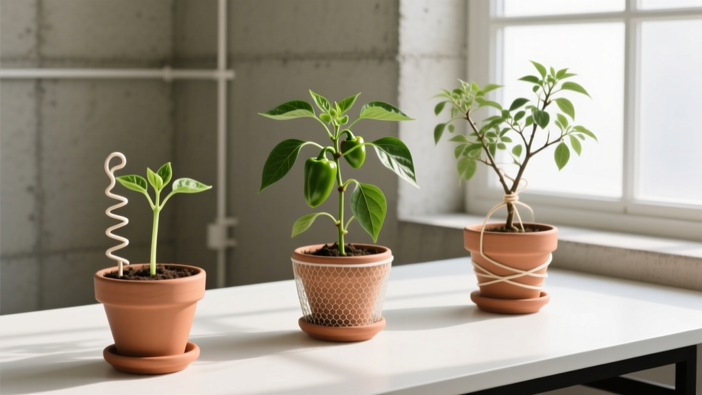 Stop Staking Every Week: The 3 Low-Maintenance, No-Tie Methods to Hold Up Indoor Pepper Plants (That Actually Work in Small Spaces & Prevent Stem Breakage)