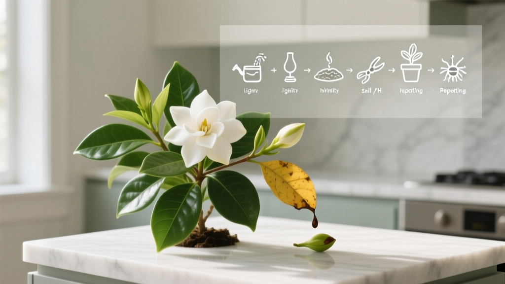 Why Your Gardenia Keeps Dropping Buds & Turning Yellow—The Exact 7-Step Indoor Care Routine That Turns Struggling Plants Into Blooming Showstoppers (Backed by University Extension Research)