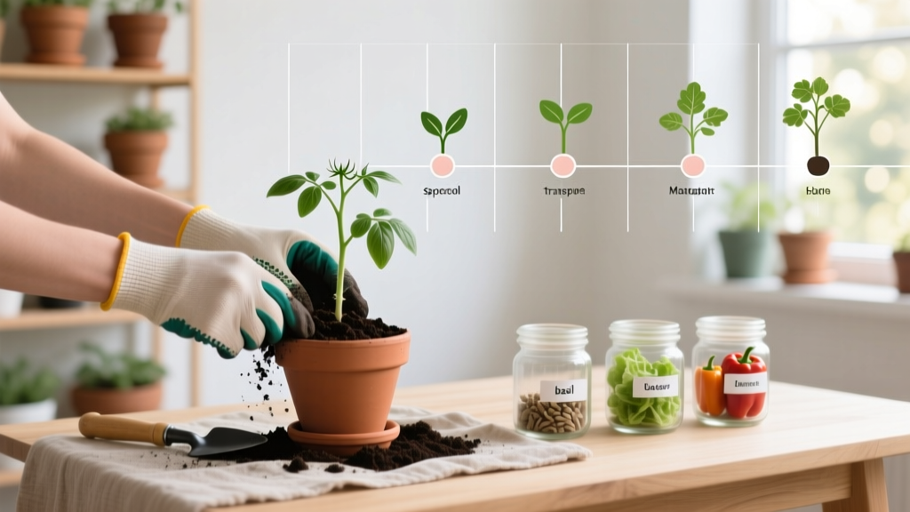 The Indoor Vegetable Grower’s Repotting & Sowing Timeline: When to Plant Indoor Vegetable Seeds + Exact Repotting Guide (No More Leggy Seedlings or Root-Bound Tomatoes!)