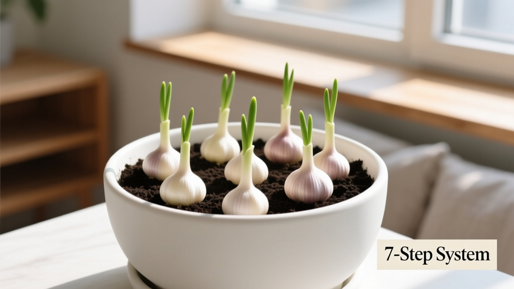 How to Plant Garlic Indoors in Bright Light: The 7-Step System That Grows Plump Cloves (No Garden, No Problem — Just Sunlight & a Pot)
