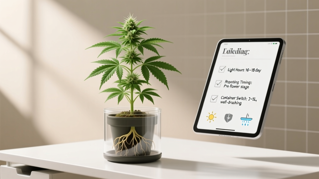 How Much Sunlight Should an Indoor Marijuana Plant Get? + Repotting Guide: The Exact Light Hours, Timing, & Container Switch Checklist That Prevents Stunted Growth, Root Rot, and Light Burn (Backed by Master Growers)