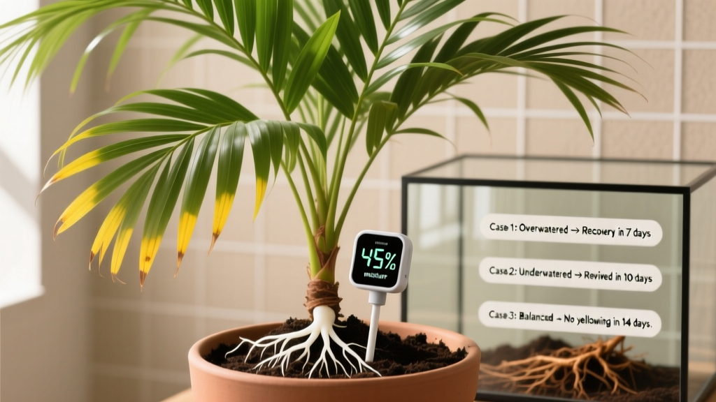 How Much Water to Give Palm Plant Indoor with Yellow Leaves: The Exact Watering Formula (Not Guesswork) That Reverses Yellowing in 7–14 Days — Based on Soil Moisture Sensors, Root Health Checks, and 3 Real Case Studies