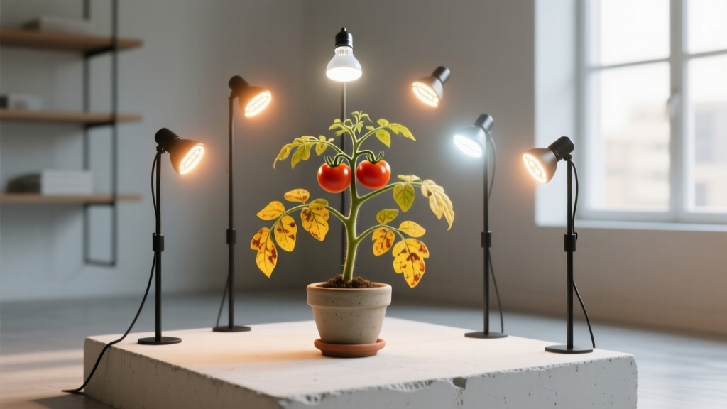 What Type of Indoor Lighting for Adult Tomato Plants with Yellow Leaves? 7 Lighting Fixes That Actually Reverse Chlorosis — Not Just Brighter Bulbs