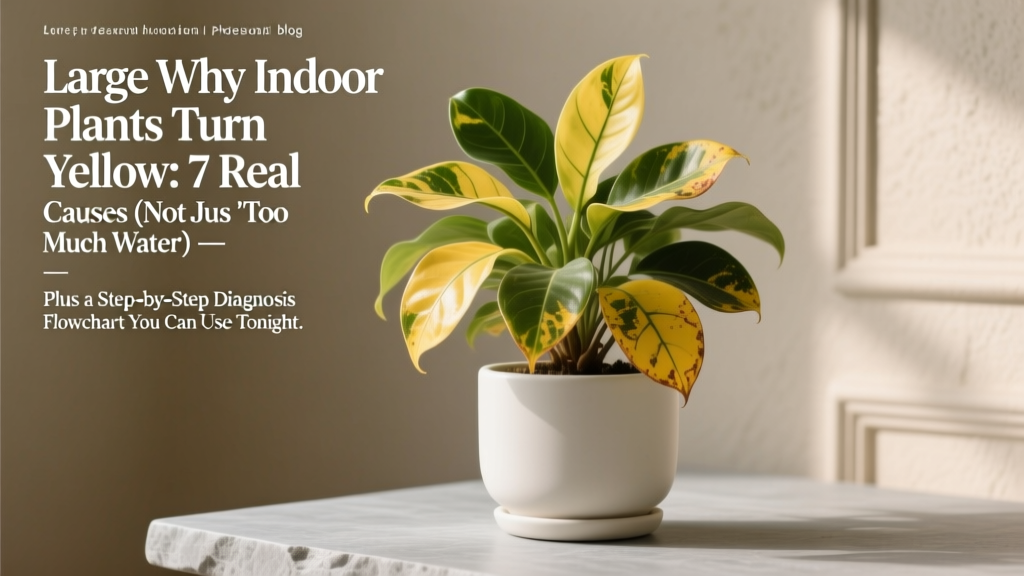 Large Why Indoor Plants Turn Yellow: 7 Real Causes (Not Just 'Too Much Water') — Plus a Step-by-Step Diagnosis Flowchart You Can Use Tonight