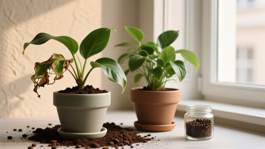 Slow growing? Can I put used coffee grounds in my indoor plants? Here’s what 12 peer-reviewed studies and 5 certified horticulturists say — plus a step-by-step dos-and-don’ts guide that prevents root rot, pH crashes, and fungal blooms.
