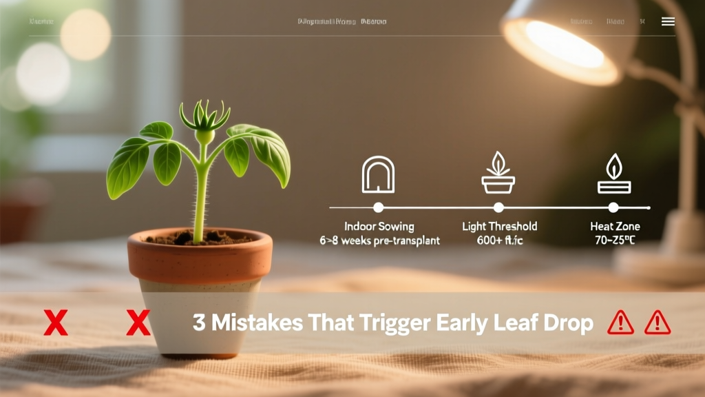 Why Your Zone 5b Tomato Seedlings Are Dropping Leaves *Before* Transplanting — The Exact Indoor Sowing Timeline, Light/Heat Fixes, and 3 Mistakes That Trigger Early Leaf Drop (Even With Perfect Timing)
