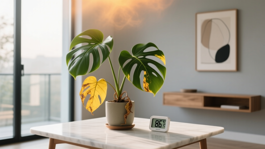 What's the hottest temperature mount indoor plants can take with yellow leaves? Here’s the truth: most tolerate only 86°F before heat stress triggers irreversible chlorosis—and here’s exactly how to reverse it before your monstera, pothos, or snake plant loses its last green leaf.