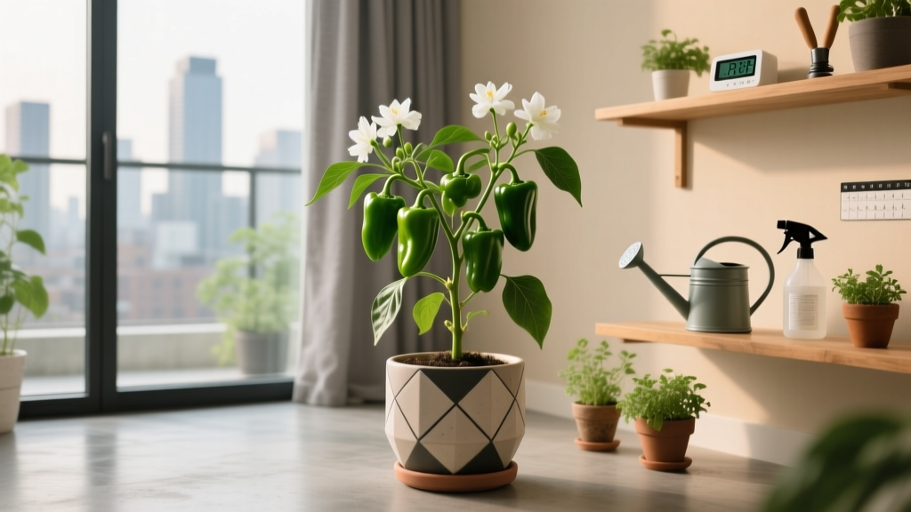Will pepper plants pollinate indoors? Your complete watering schedule + pollination fix — no more blossom drop, no more fruitless plants, just consistent harvests year-round (even in apartments with no bees)