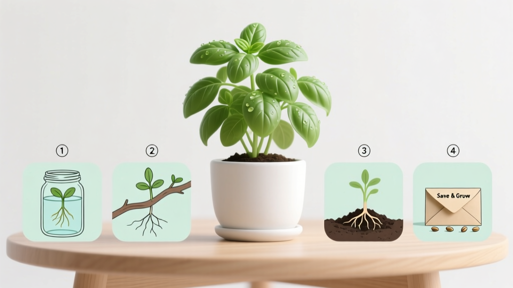 Stop Buying New Basil Plants Every Month: Here’s Exactly How to Propagate Basil from a Plant in 4 Foolproof Ways (Stem Cuttings, Layering, Division & Seed Saving)—No Special Tools Needed, Just Scissors & Water