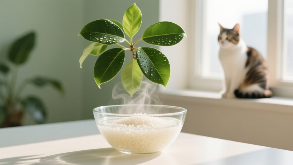 Is Rice Water Toxic to Cats? How to Safely Make & Use Rice Water for Indoor Plants — A Vet-Approved, Step-by-Step Guide That Protects Your Cat While Boosting Plant Health