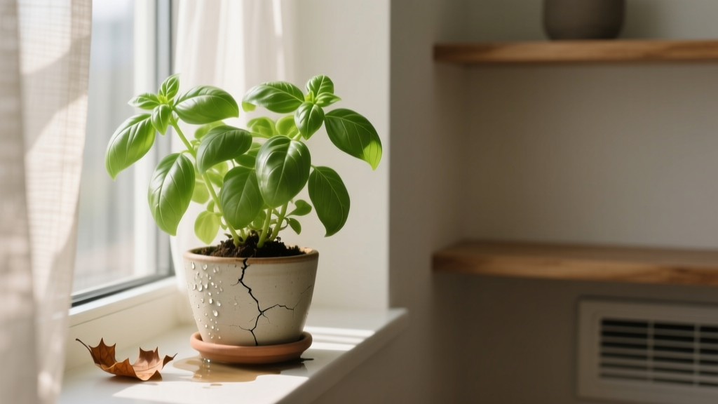 Why Your Indoor Basil Leaves Turn Brown in Bright Light — 7 Hidden Causes (Not Just Sunburn!) & Exactly What to Fix Today