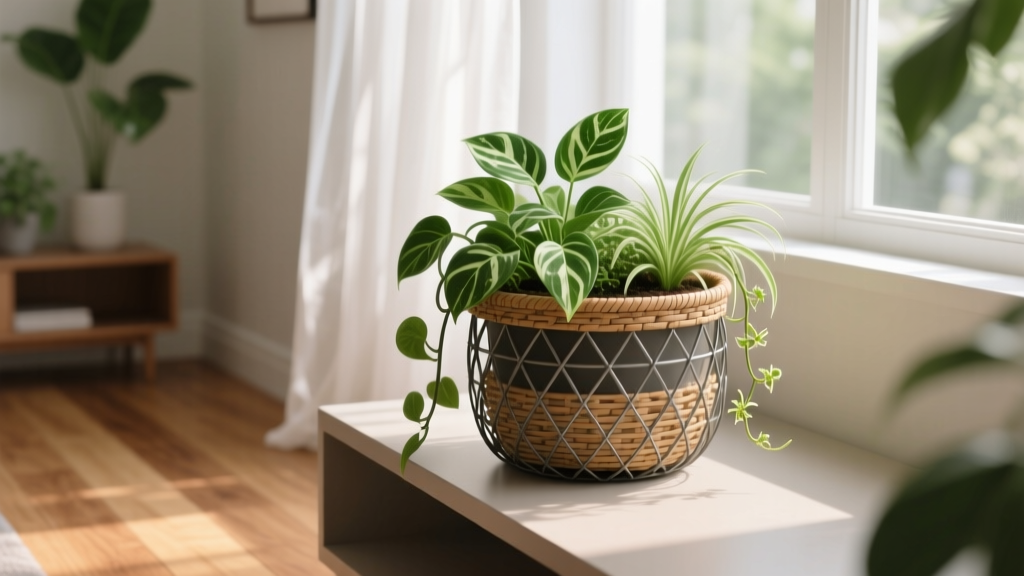 Stop Overwatering & Rusting Your Plants: The 7-Minute Wire Basket Indoor Planter Hack That Actually Works (No Drill, No Glue, No Drainage Pan Needed)