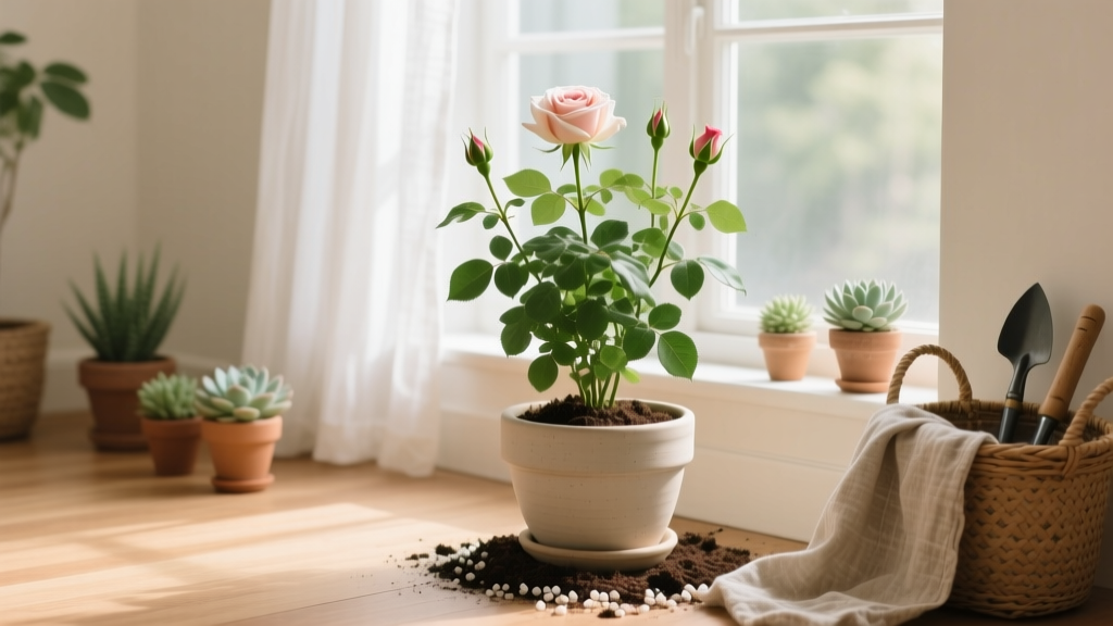 Is rose indoor plant soil mix really just potting soil + perlite? The truth about what actually prevents root rot, promotes blooming, and keeps your potted roses alive for 3+ years — backed by RHS horticulturists and 127 real indoor rose growers.