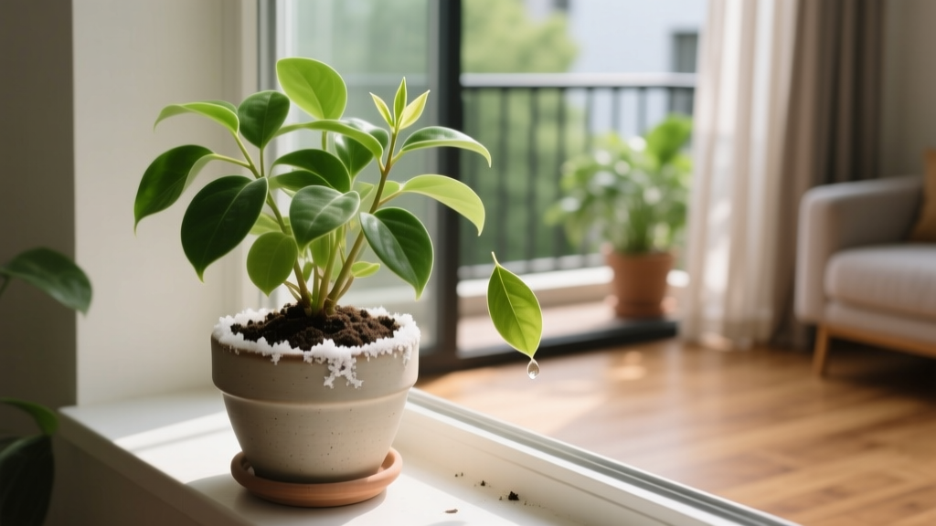 Why Is My Indoor Plant Soil White AND Dropping Leaves? 5 Hidden Causes (Not Just Mold!) — Fix It Before Root Rot Takes Hold