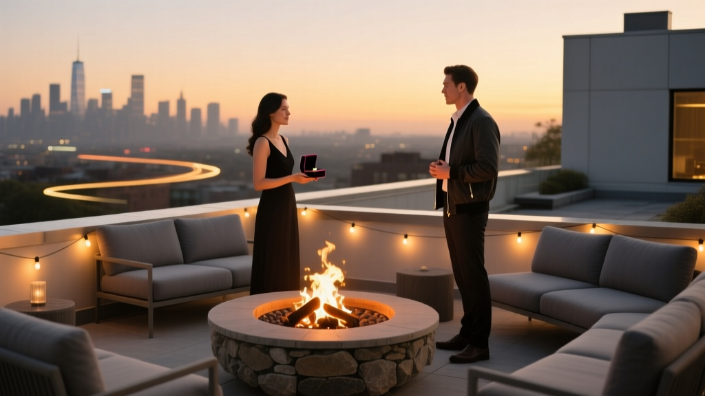 How to Plan a Proposal at a Rooftop Fire Pit