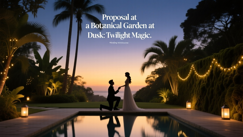 Proposal at a Botanical Garden at Dusk Twilight Magic