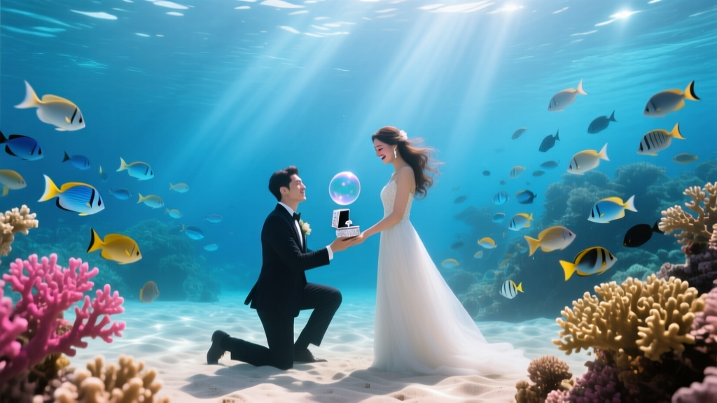 Proposal at a Coral Reef Underwater Wonderland