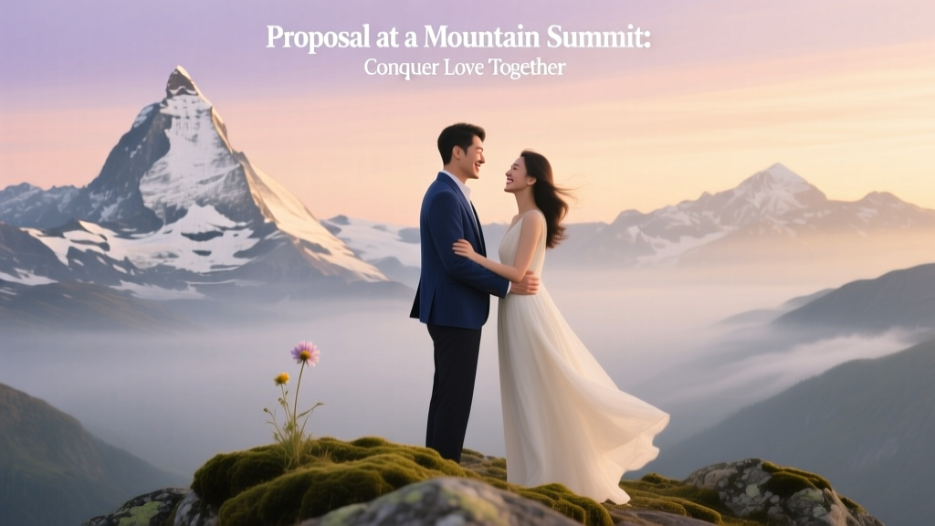 Proposal at a Mountain Summit Conquer Love Together