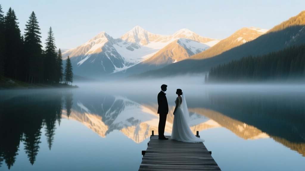 Proposal at a Secluded Alpine Lake Mountain Mirror