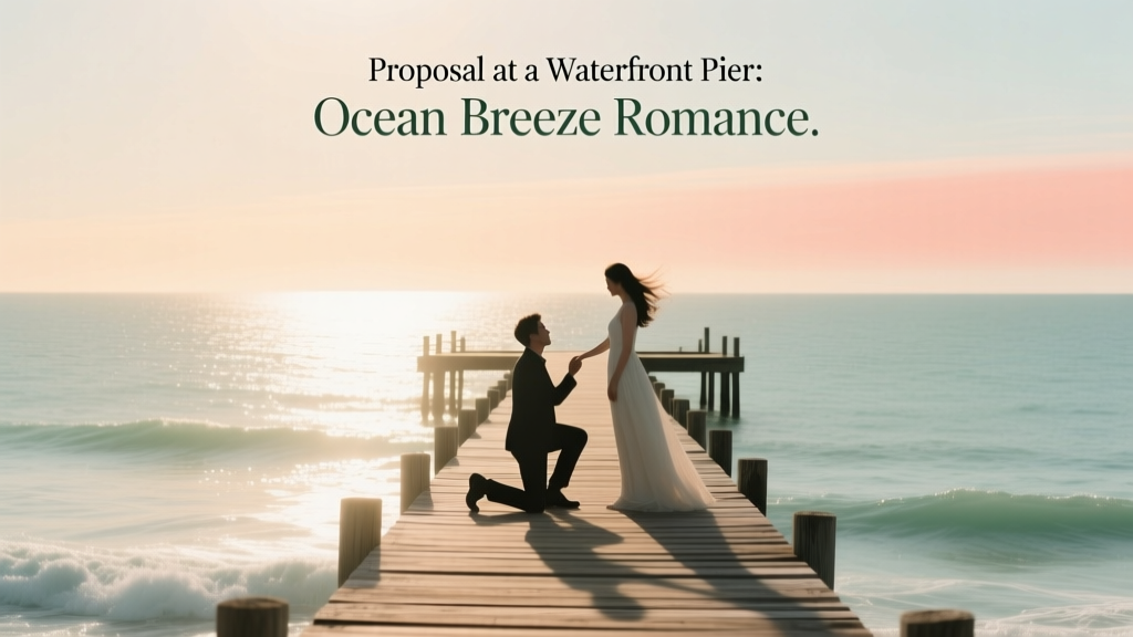 Proposal at a Waterfront Pier Ocean Breeze Romance