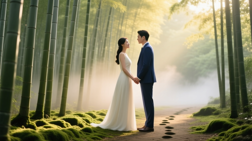Proposal During a Bamboo Forest Walk Serene Beauty