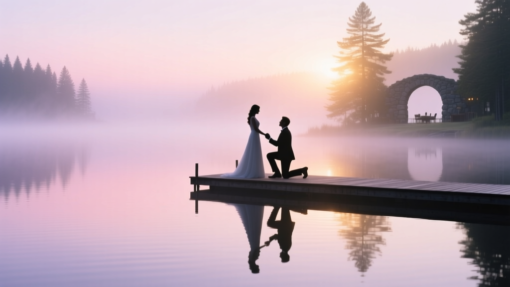 Proposal During a Morning Mist Over the Lake Ethereal