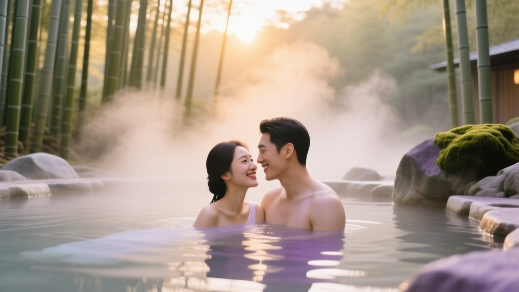 Proposal During a Hot Springs Soak Relaxing Romance