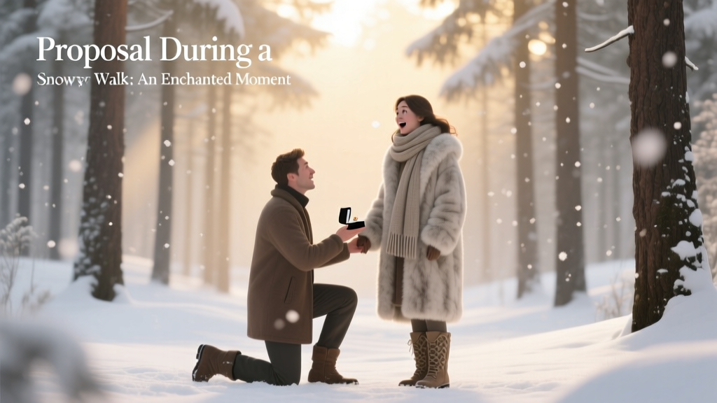 Proposal During a Snowy Forest Walk Enchanted Moment