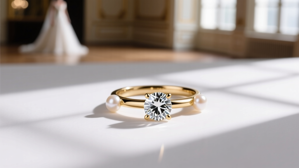 Pearl and Diamond Engagement Rings Classic Combination