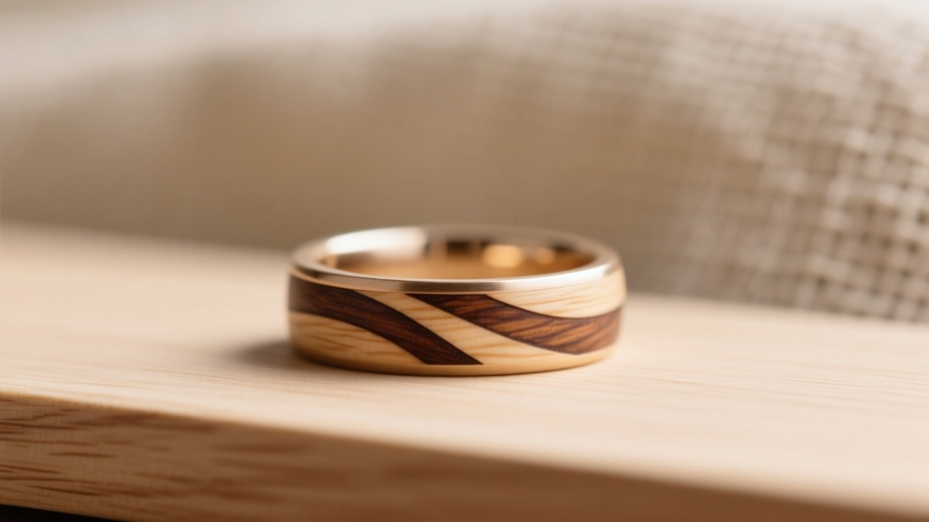 Wood Inlay Wedding Bands Natural and Organic