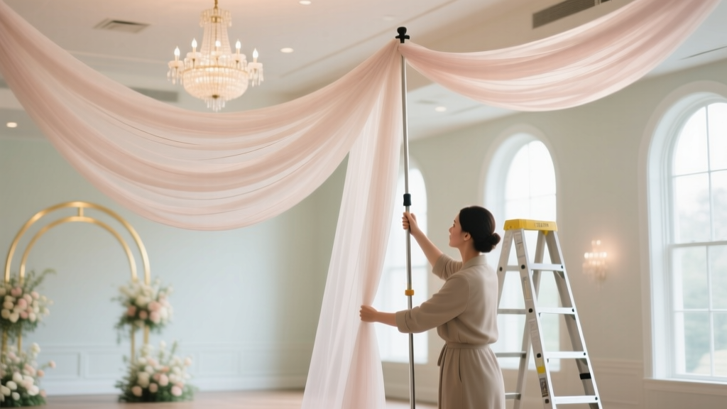 How to Hang Ceiling Draping for Weddings: The 7-Step No-Fail Guide That Prevents Sagging, Tangles, and Last-Minute Panic (Even With No Ladder or Crew)