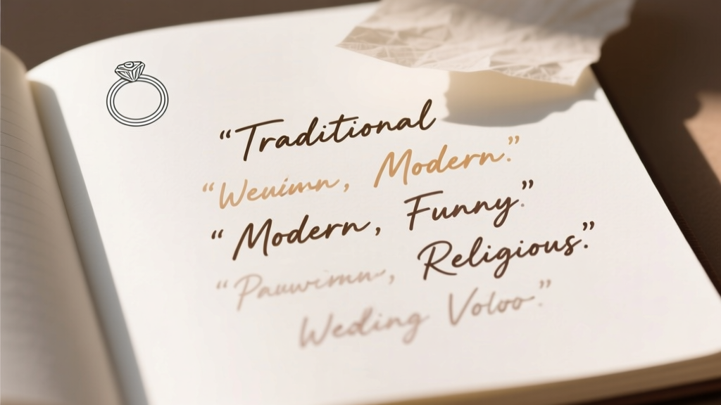 What Do Wedding Vows Look Like? 7 Real Examples (Traditional, Modern, Funny & Religious) + A Step-by-Step Writing Guide That Took Our Couples Just 90 Minutes to Complete