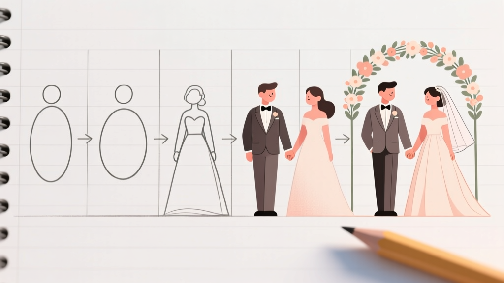 How to Draw a Wedding Couple Step by Step (Even If You’ve Never Held a Pencil Before): A Foolproof 7-Step Visual Guide That Builds Confidence, Avoids Proportion Pitfalls, and Takes Just 22 Minutes Total