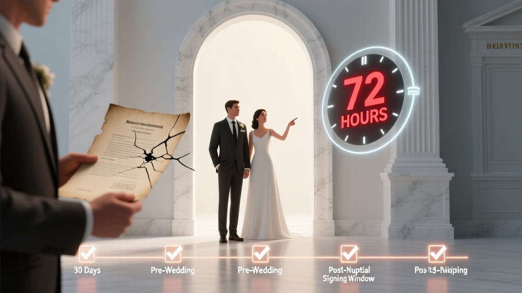 Does a prenup have to be done before the wedding? The truth about timing, legal enforceability, and why signing it 72 hours before vows could void your entire agreement — plus the 5 non-negotiable deadlines every couple must hit.